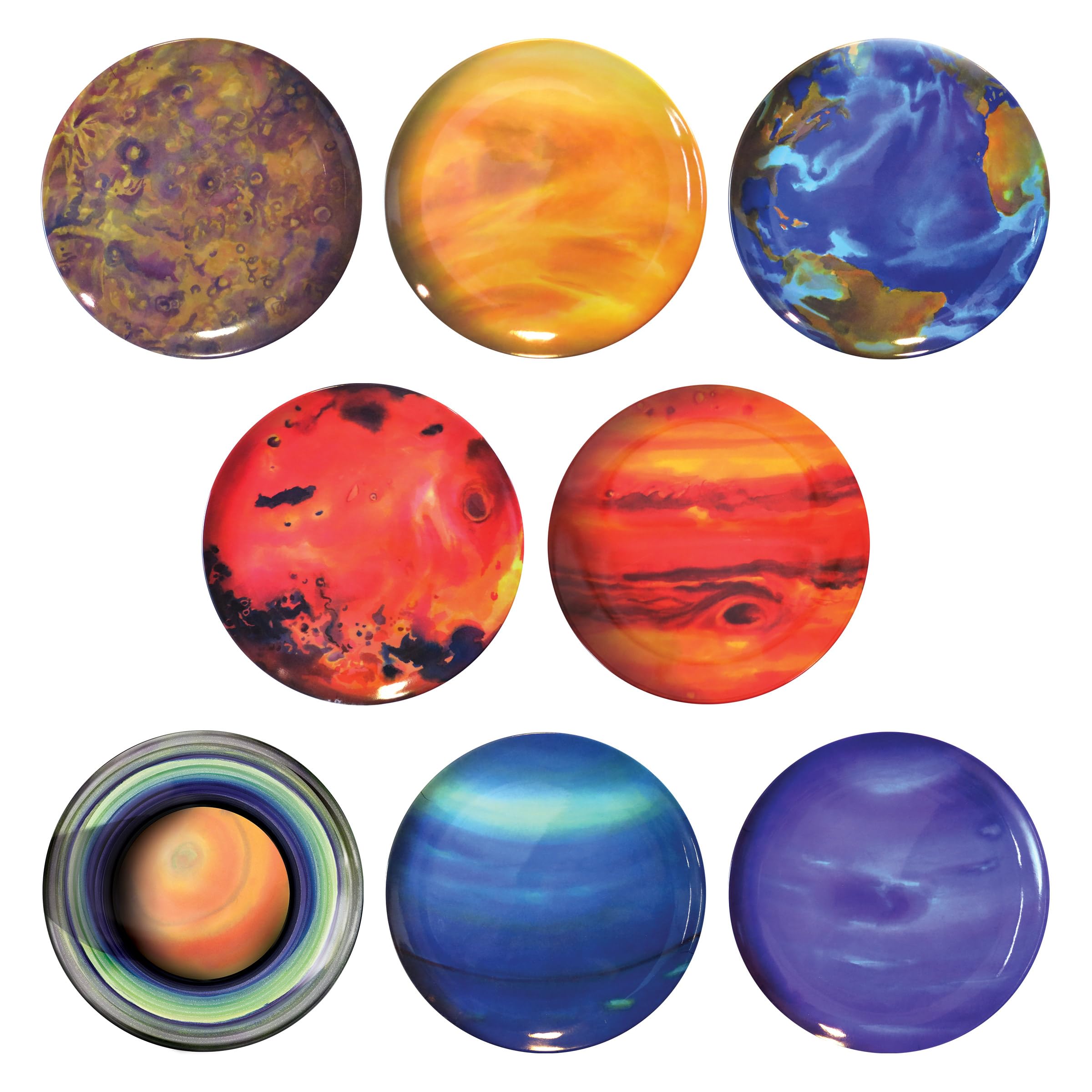 UPG platos-planetas retratos-acuarela: planetas que inspiran la mesa.
