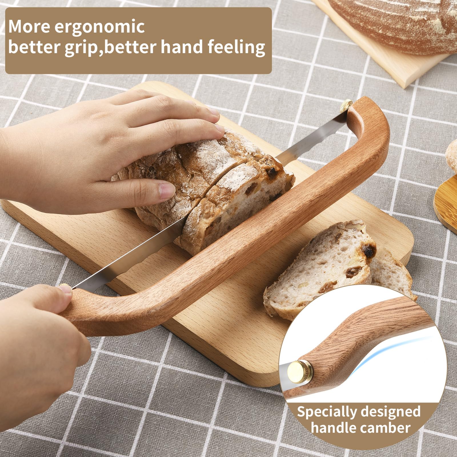 Mango de madera sapele ergonómico de Uprichya para un agarre cómodo