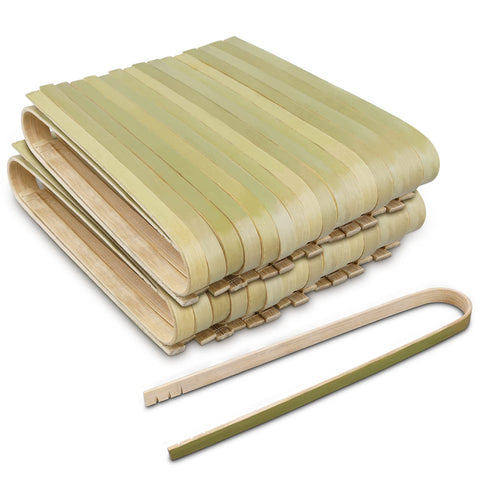 Pinzas de bambú mini Uprony de 15,8 cm para charcutería, servicio higiénico.