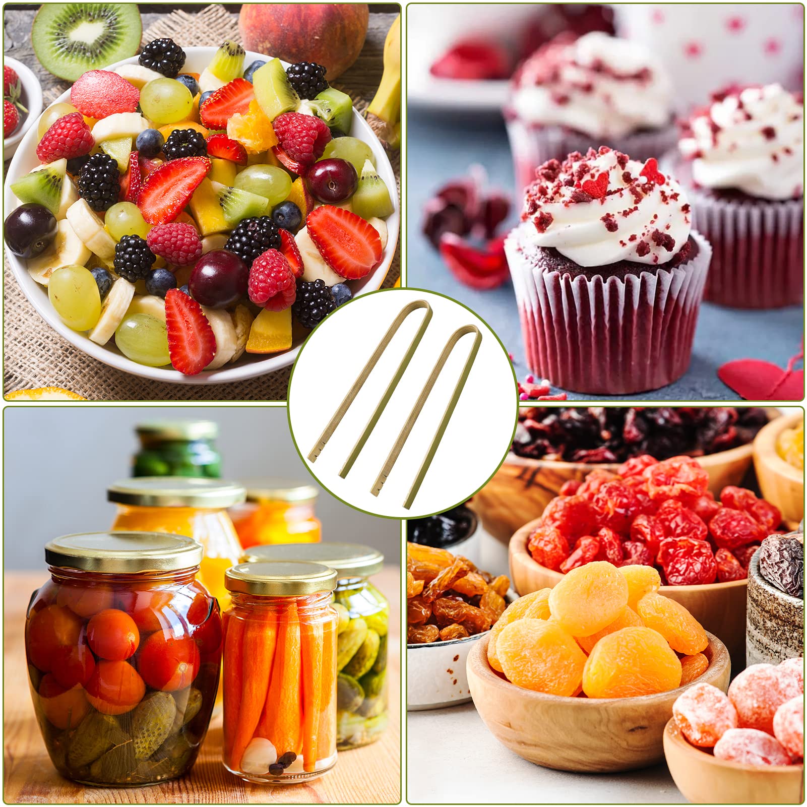 Pinzas para buffets Uprony de bambú, ideales para aperitivos y ensaladas.