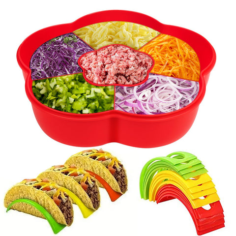 Conjunto Uprony para barra de tacos con portatortillas, ideal para fiestas.