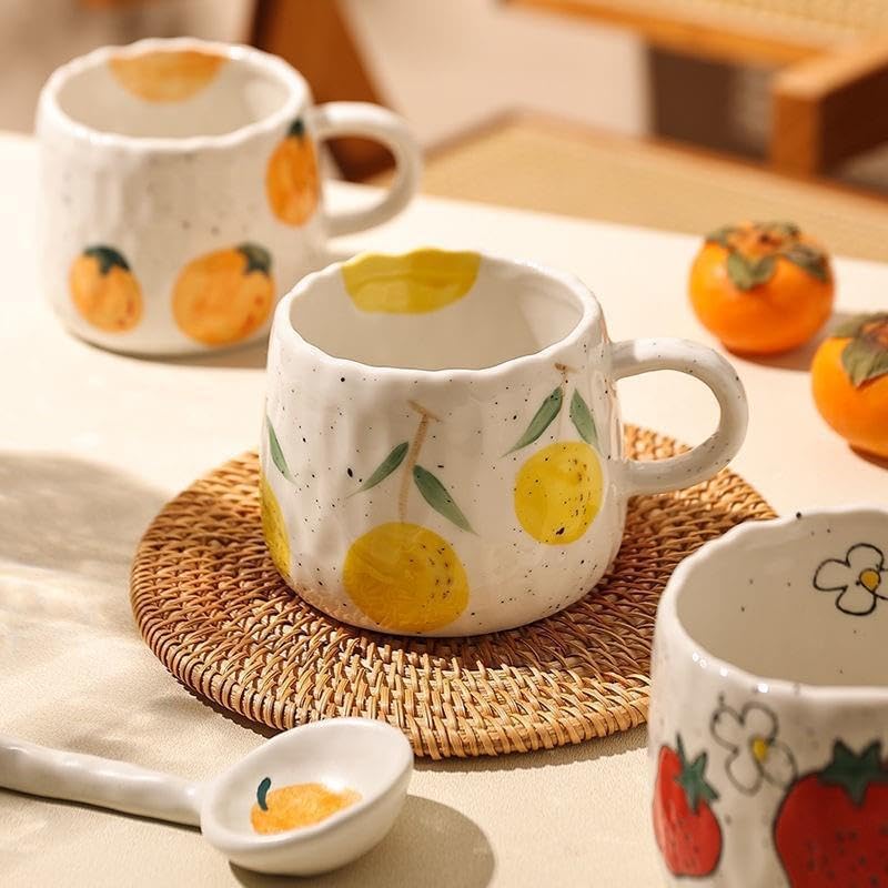 Taza UPSYTIO de cerámica pintada a mano con limón, regalo distintivo.