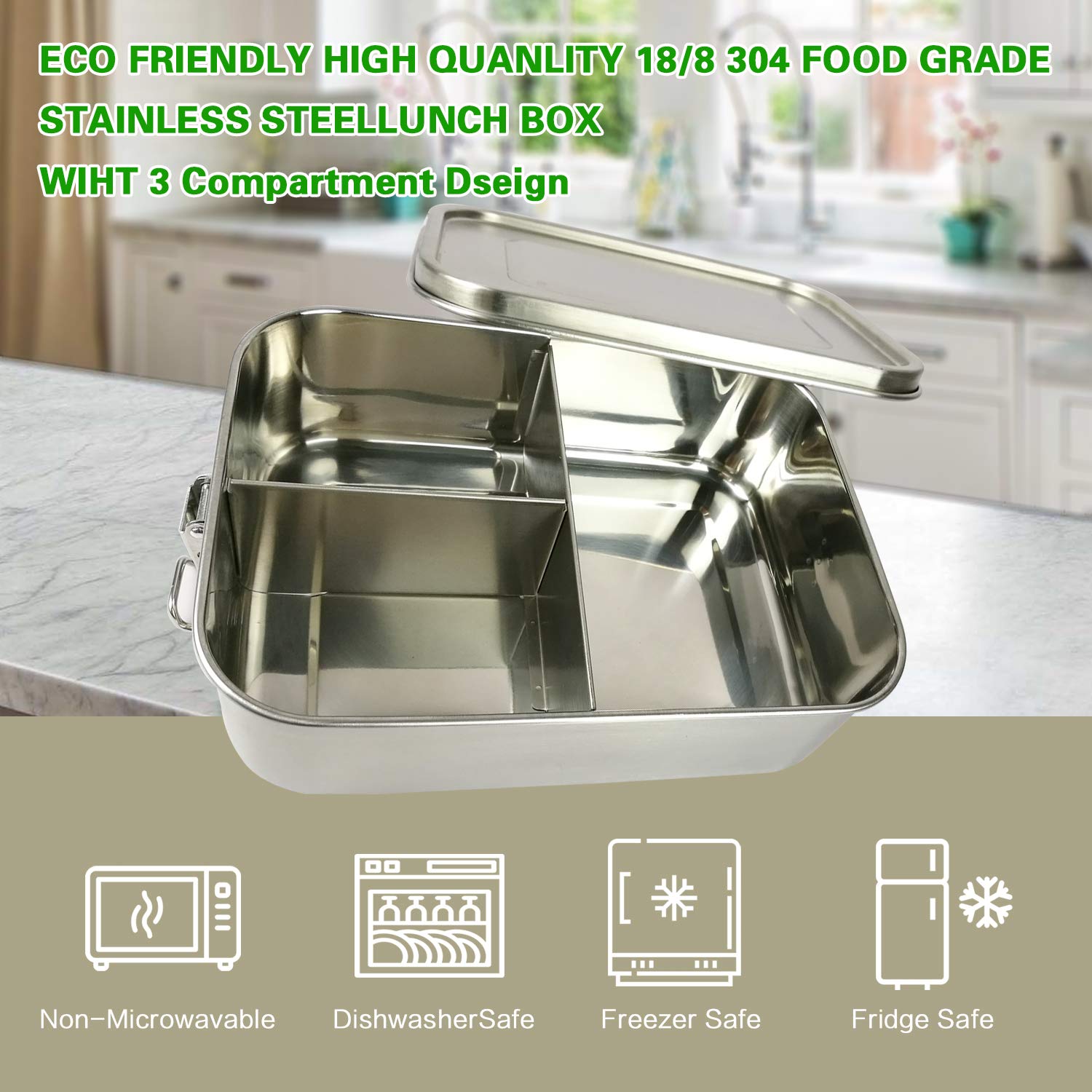 UPTRUST Bento en acero inoxidable 304 para durabilidad y seguridad alimentaria.