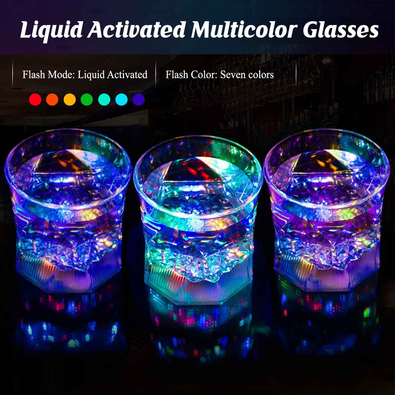Vaso UPZAI LED Old Fashioned 10oz activado por líquido para colores vivos.