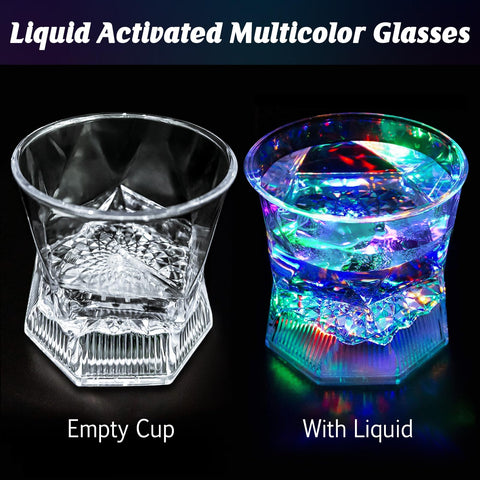 Vaso UPZAI LED Old Fashioned 10oz con iluminación multicolor para bebidas.