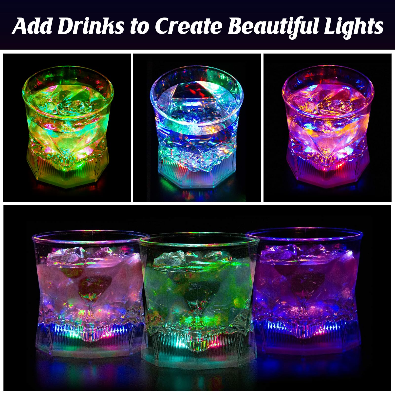 Vaso UPZAI LED Old Fashioned 10oz, regalo perfecto para reuniones y fiestas.