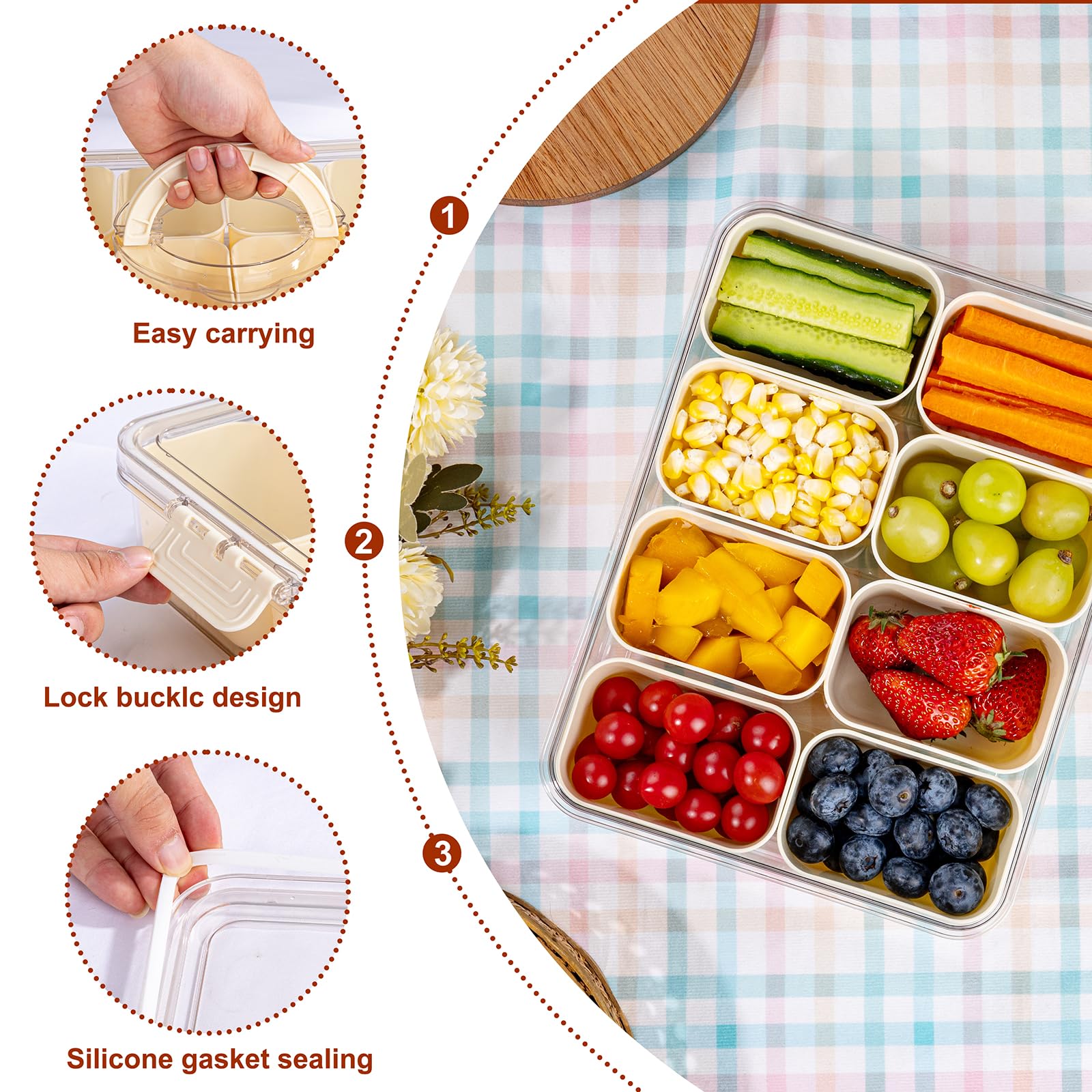 U-QE Snackle Box, bandeja desmontable de 11.8 pulgadas para servir