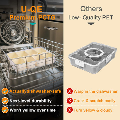 U-QE Snackle Box, cierre con clip para evitar derrames durante el transporte