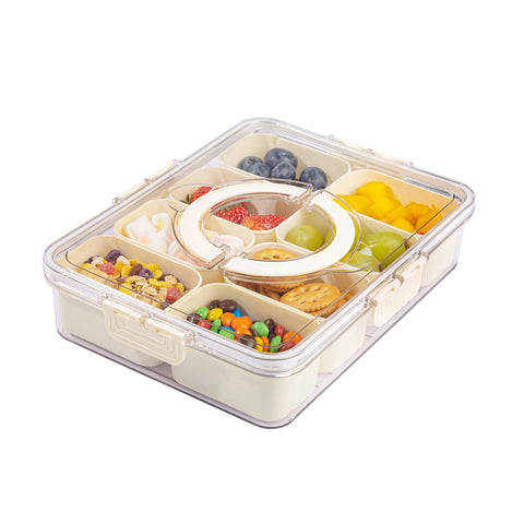 U-QE Snackle Box, vista frontal con tapa, ideal para snacks variados