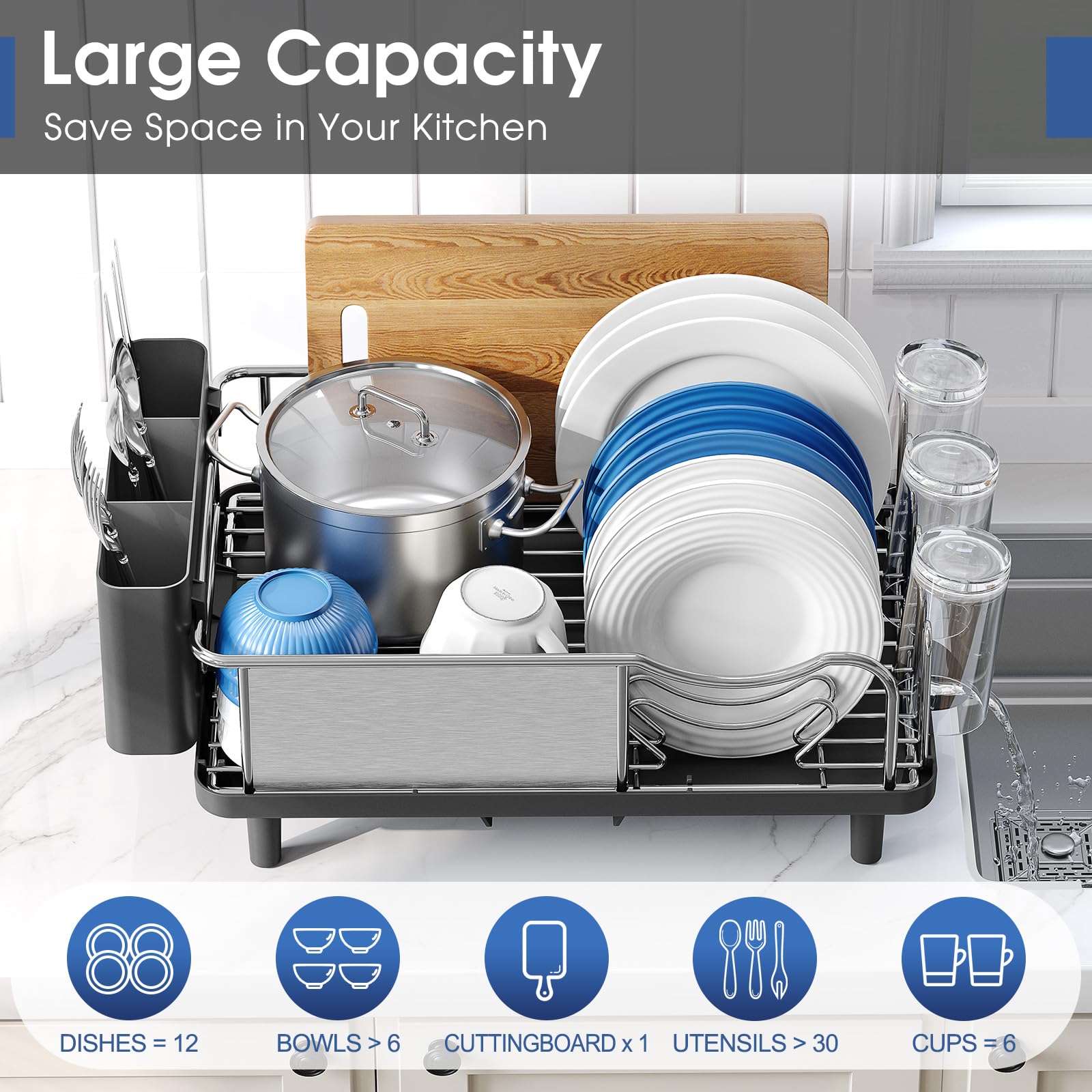 Espacio amplio para platos, cuencos y ollas con Urackify
