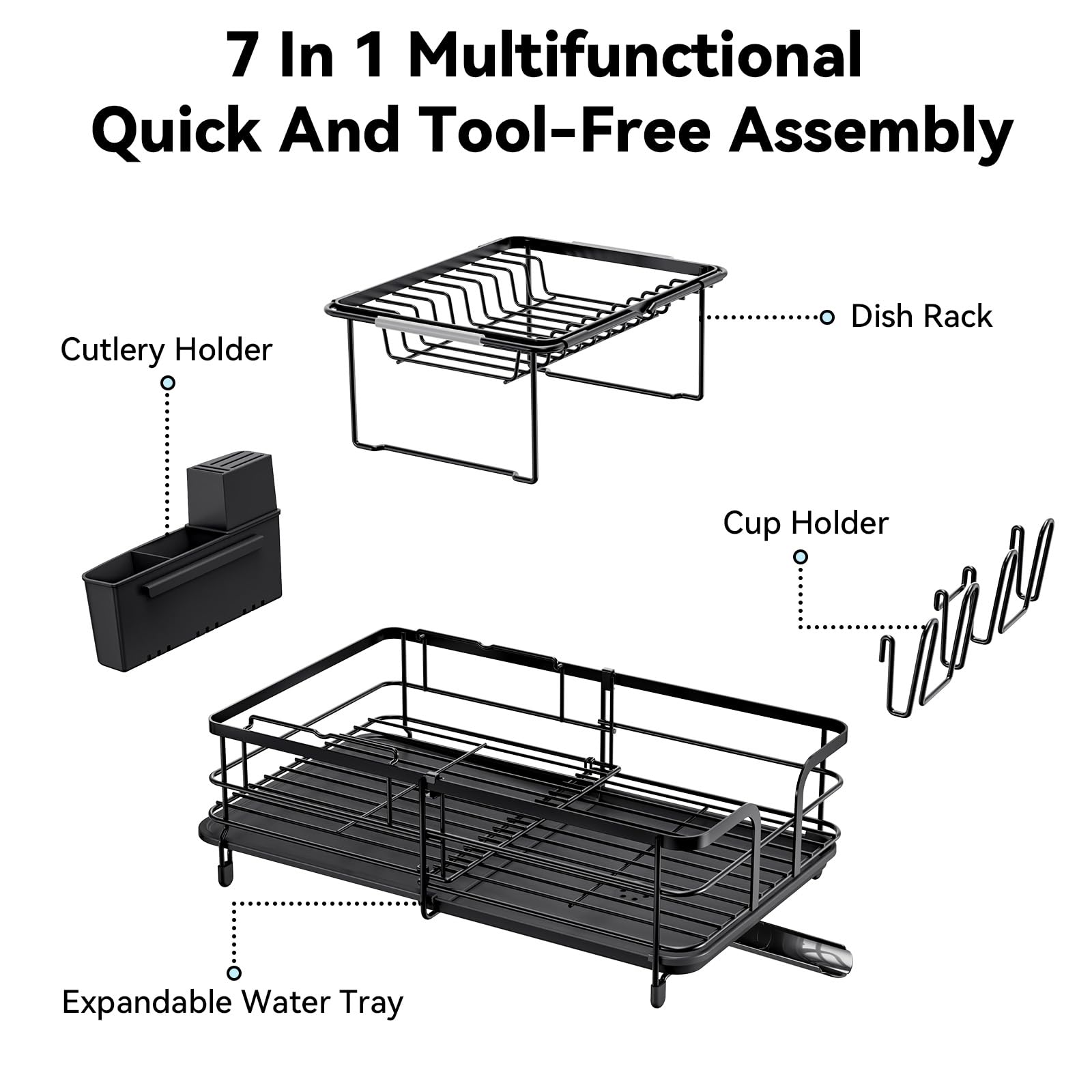 Urackify escurridor almacenamiento-utensilios, soporte para cuchillos incluido.