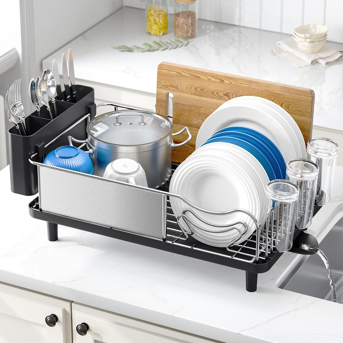 Urackify escurridor de platos en acero 304 con gran capacidad para vajilla