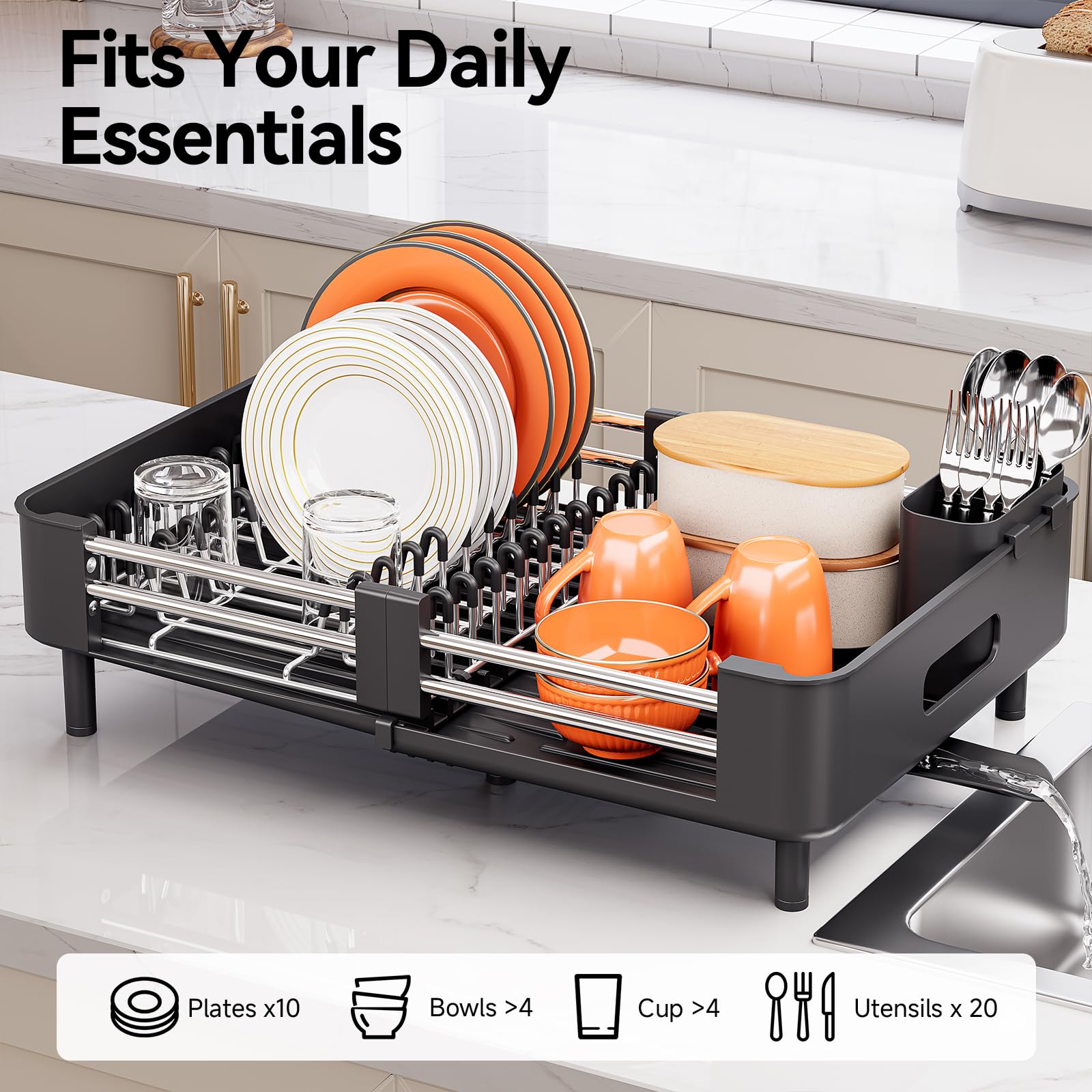 Urackify escurridor de platos plegable para ahorrar espacio en cocinas pequeñas