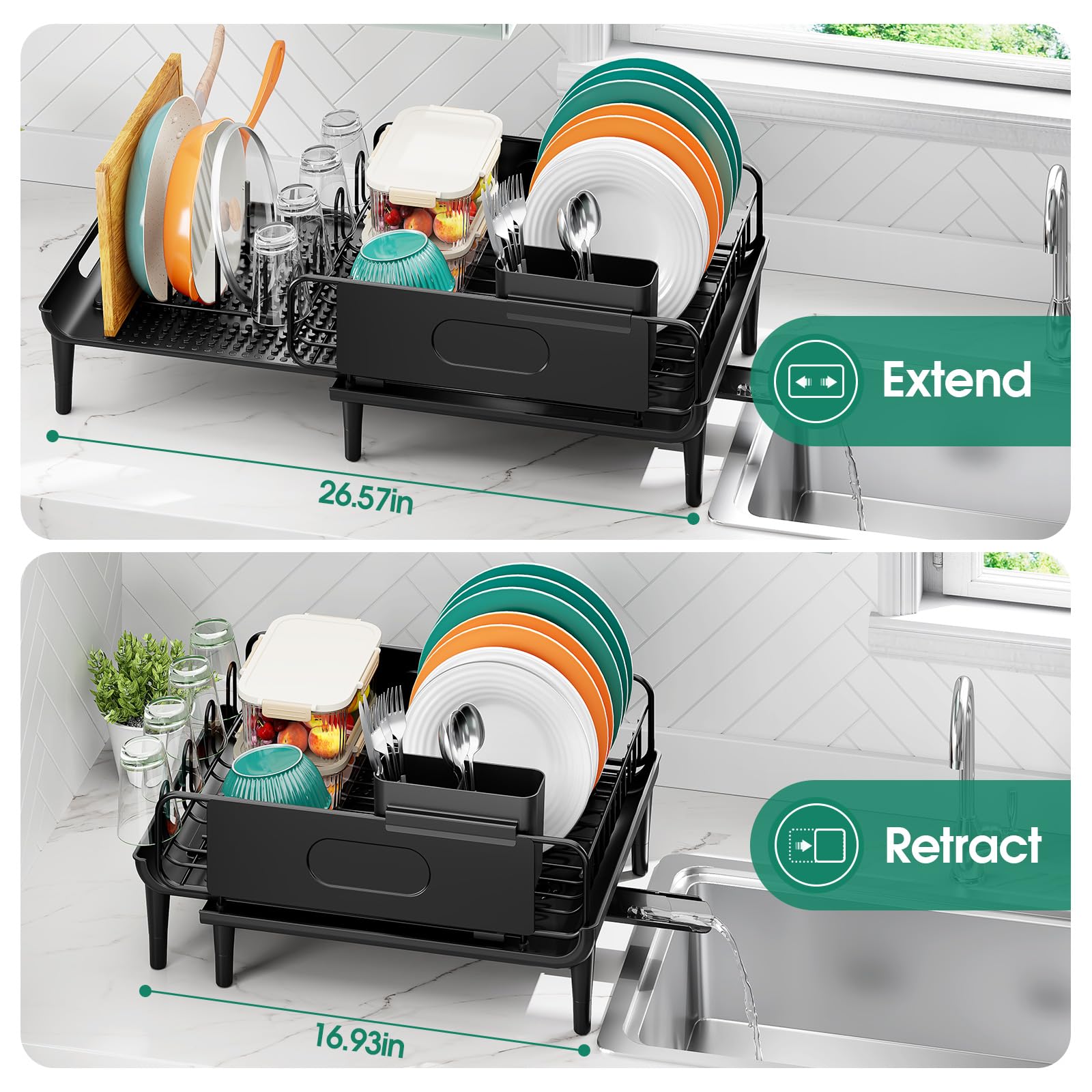 Urackify patas elevadas permiten drenar sin salpicaduras cerca del fregadero