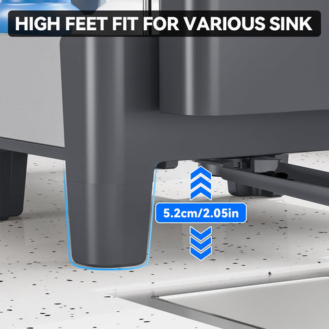 Urackify pies elevados permiten drenaje cómodo en fregadero con borde.