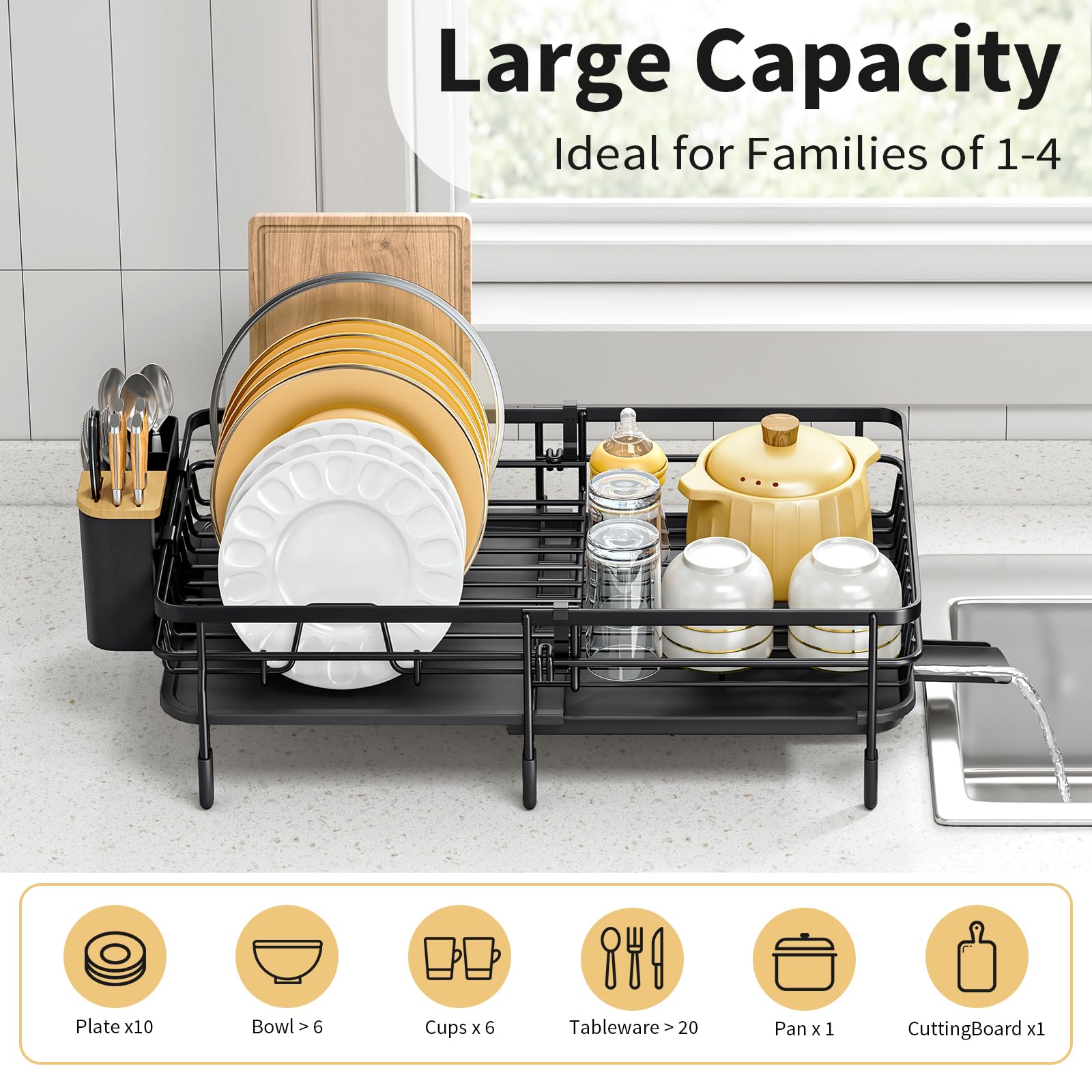 Urackify porta-cubiertos extendible para organizar cuchillos y cubiertos.