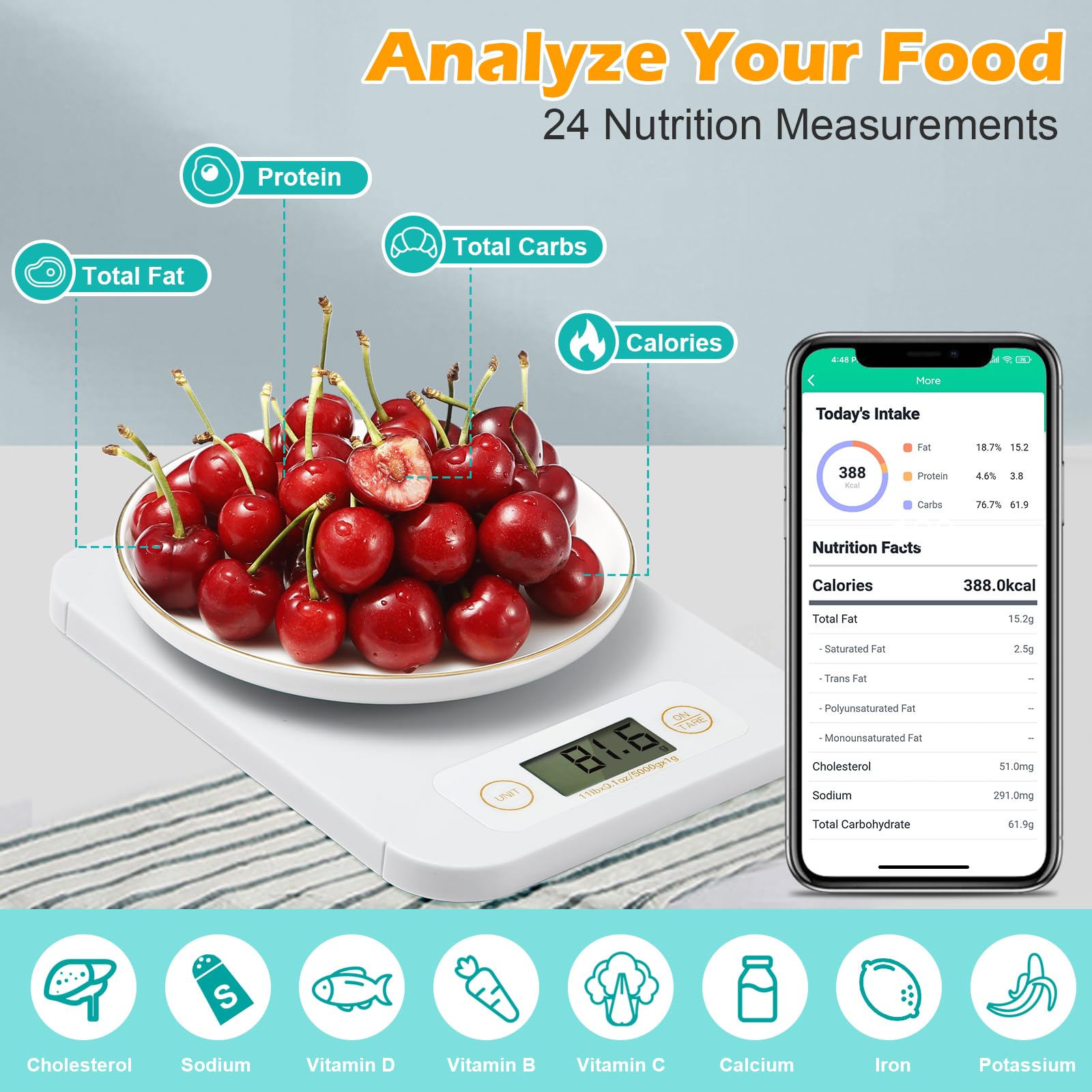 URAMAZ Escala con Foodiet mostrando análisis nutricional para planificar comidas.