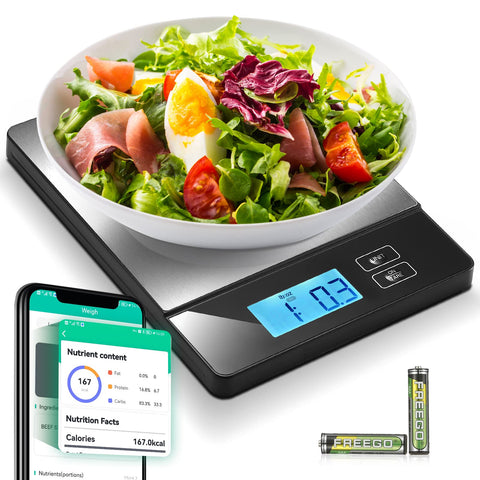 URAMAZ Balanza inteligente, vista frontal, control preciso de porciones en la cocina
