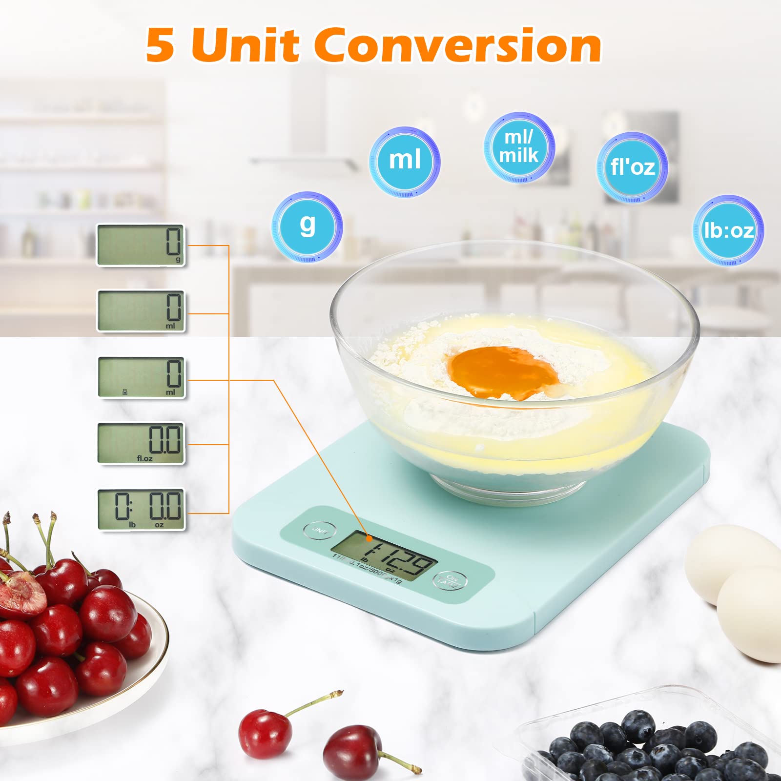 URAMAZ báscula con sincronización de la aplicación Foodiet para registro nutricional