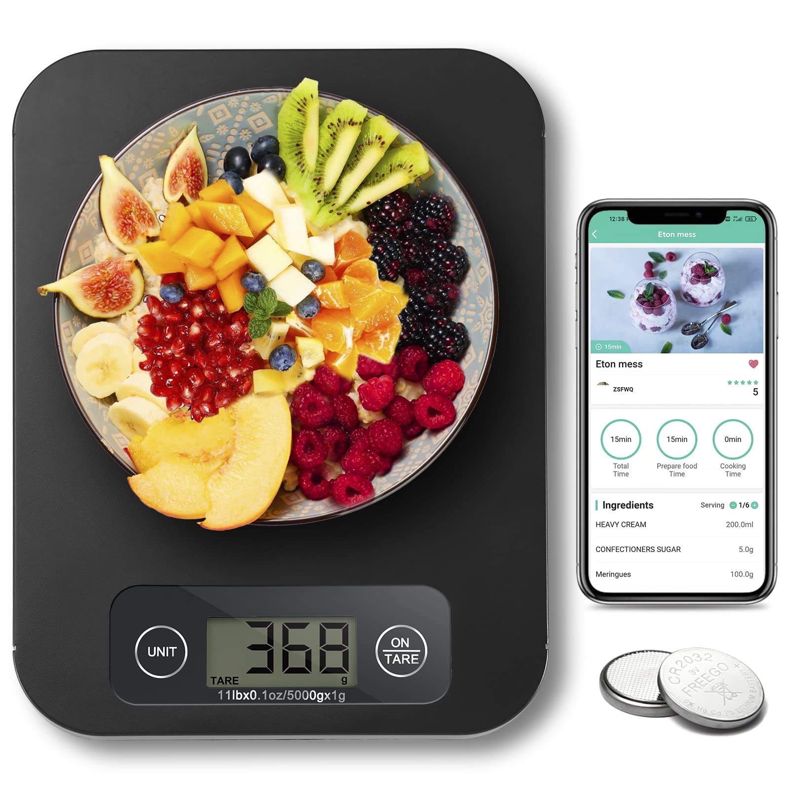 URAMAZ escala de alimentos con pantalla que muestra el peso con precisión