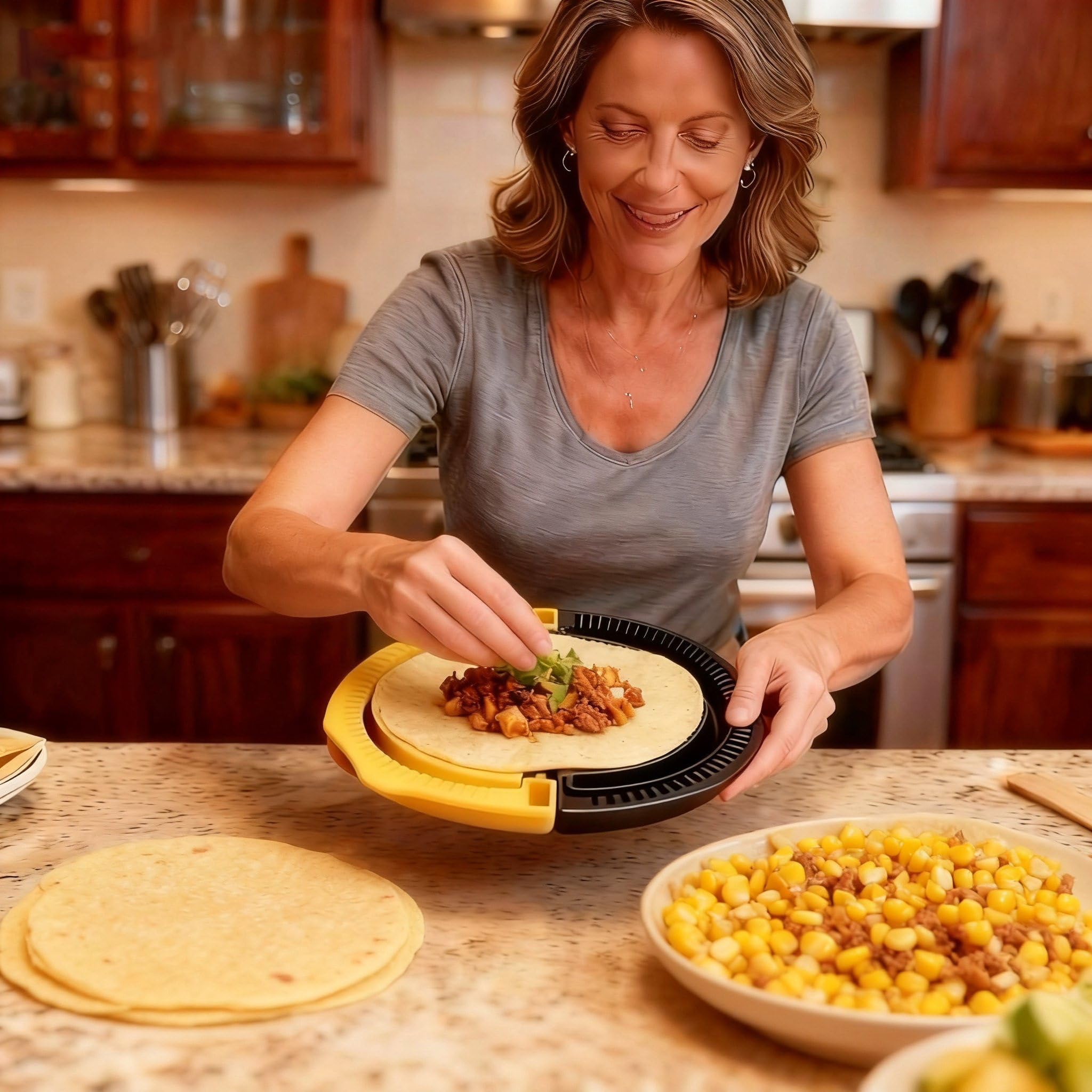 UrbAmerican 4-en-1 Tortilla Sellador con ajuste de tamaño 6-10 pulgadas.