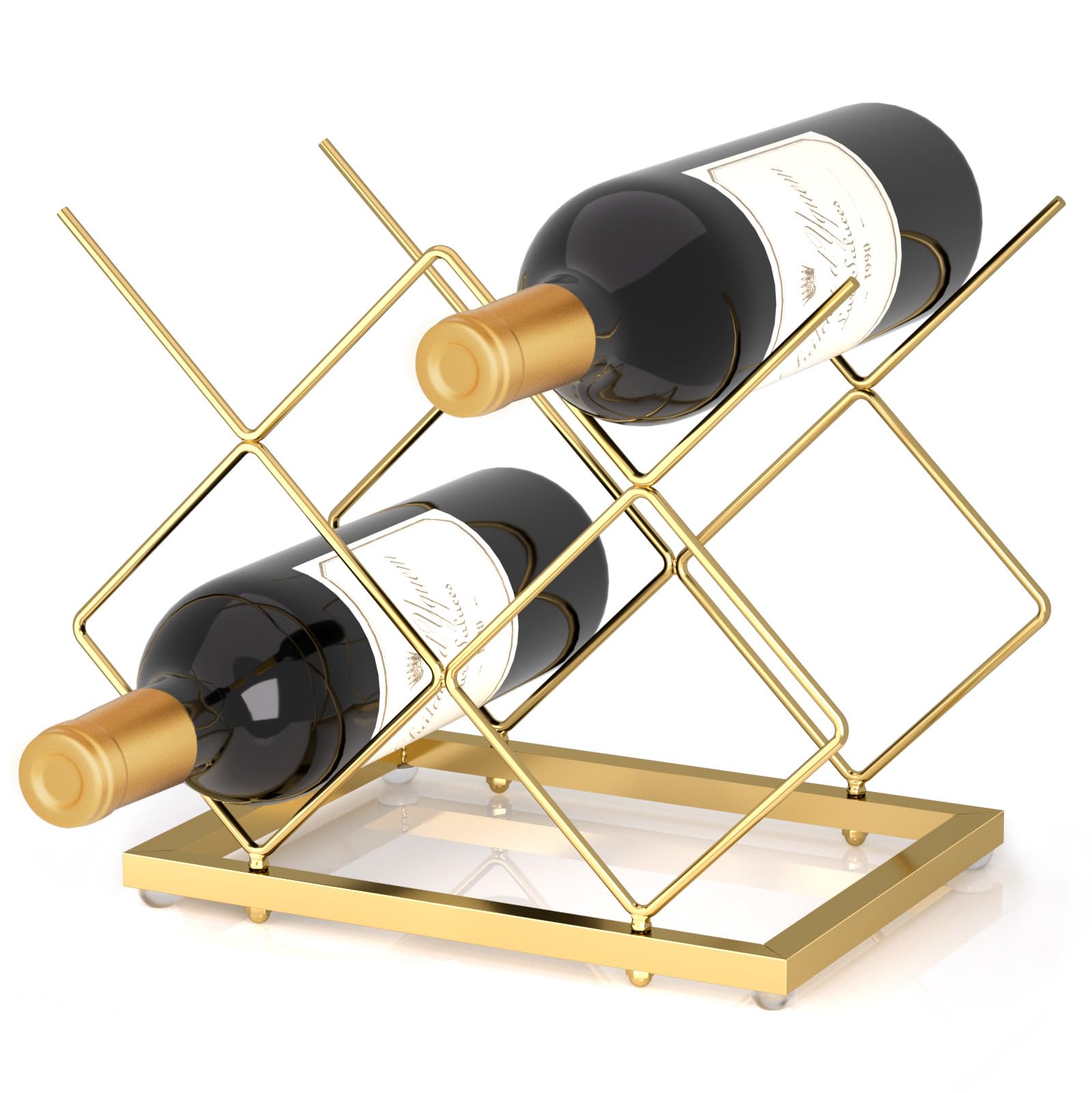 Urban Deco portabotellas de vino oro compacto en encimera, estilo moderno y práctico