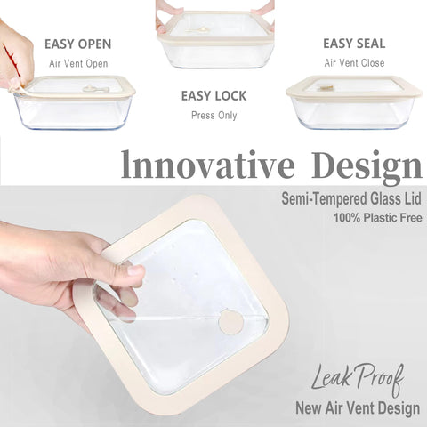 Urban Green contenedor de vidrio rectangular con tapa de silicona ideal para porciones listas para usar.