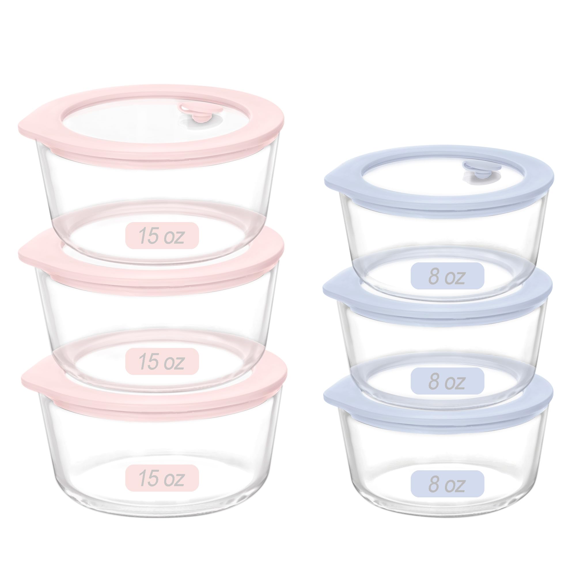 Urban Green: conjunto de vidrio redondo 15oz con tapa de silicona para porciones frescas