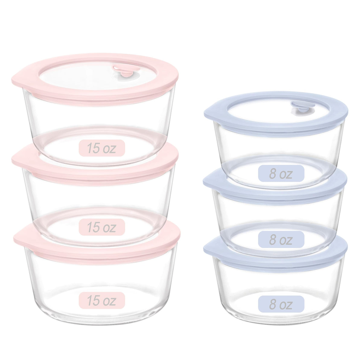 Urban Green: conjunto de vidrio redondo 15oz con tapa de silicona para porciones frescas