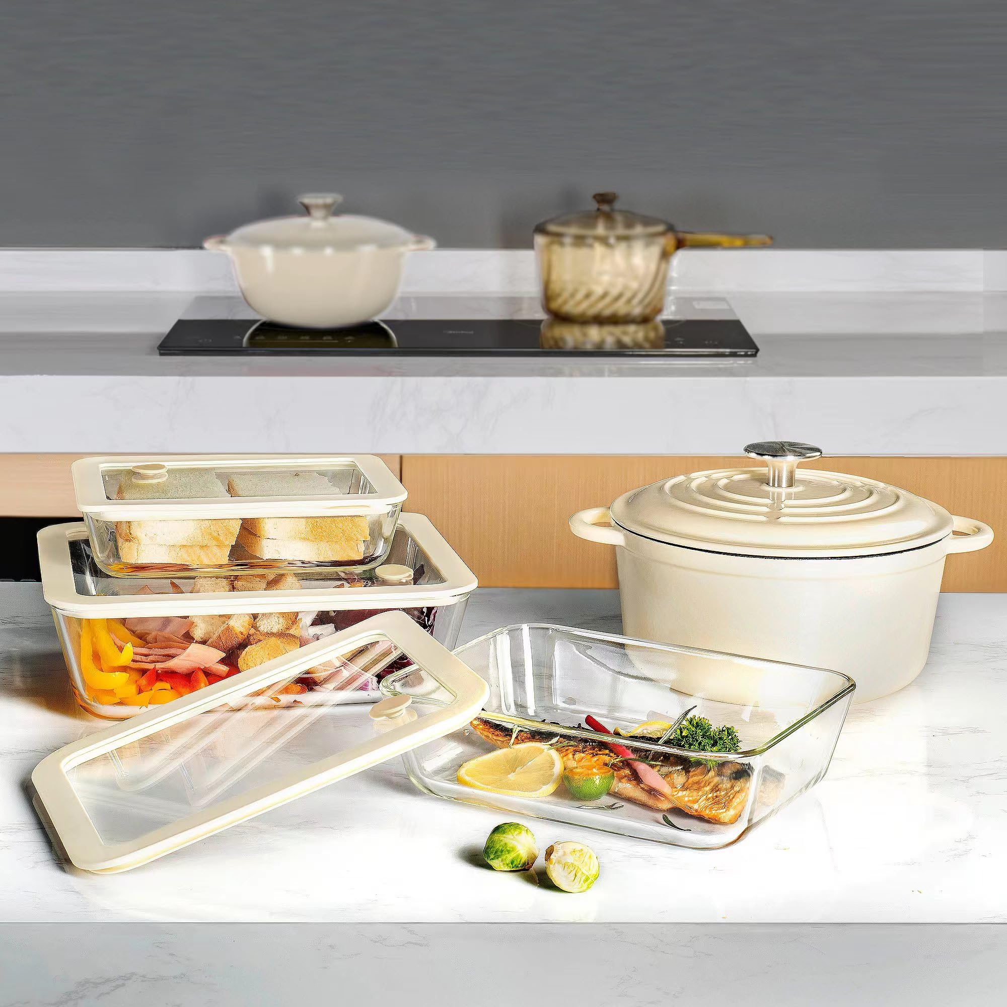 Urban Green contenedor de vidrio redondo con tapa de silicona perfecto para sobras y meriendas.