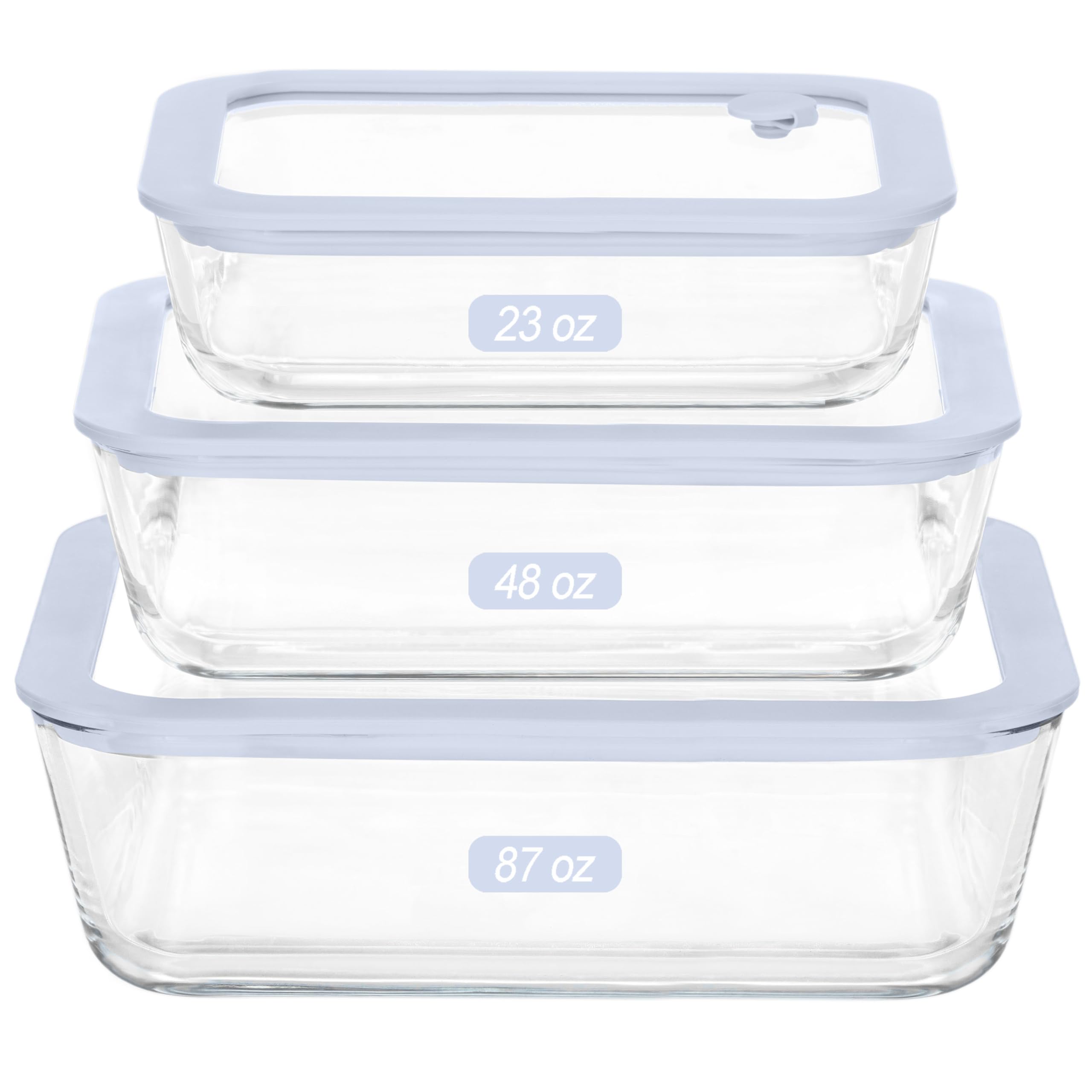 Urban Green contenedores de vidrio cuadrados 65oz con tapa de silicona para almacenamiento seguro