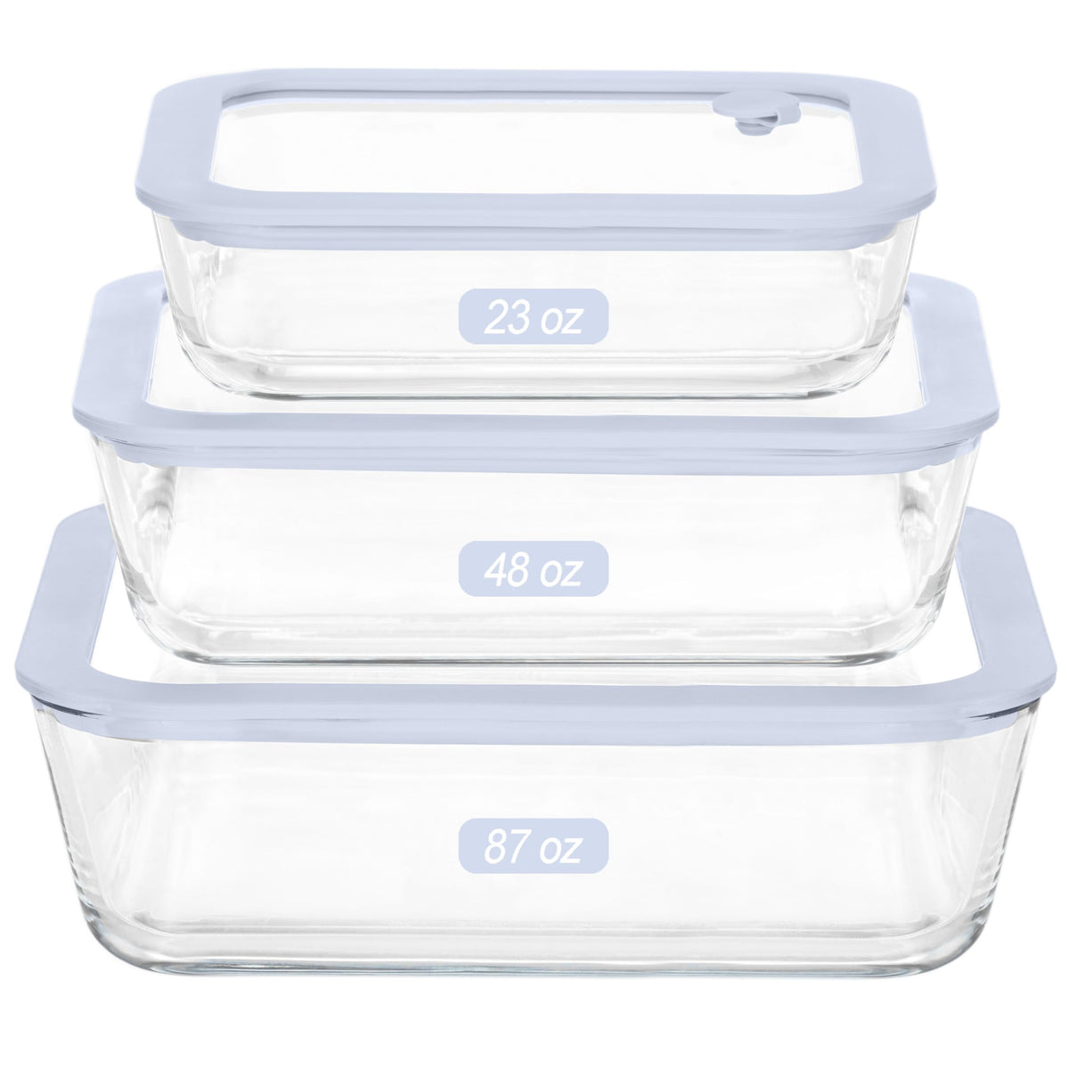 Urban Green contenedores de vidrio cuadrados 65oz con tapa de silicona para almacenamiento seguro