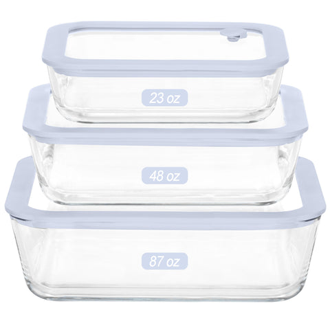 Urban Green contenedores de vidrio cuadrados 65oz con tapa de silicona para almacenamiento seguro