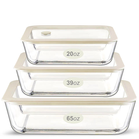 Urban Green contenedores de vidrio cuadrados con tapas de silicona para conservar alimentos frescos.