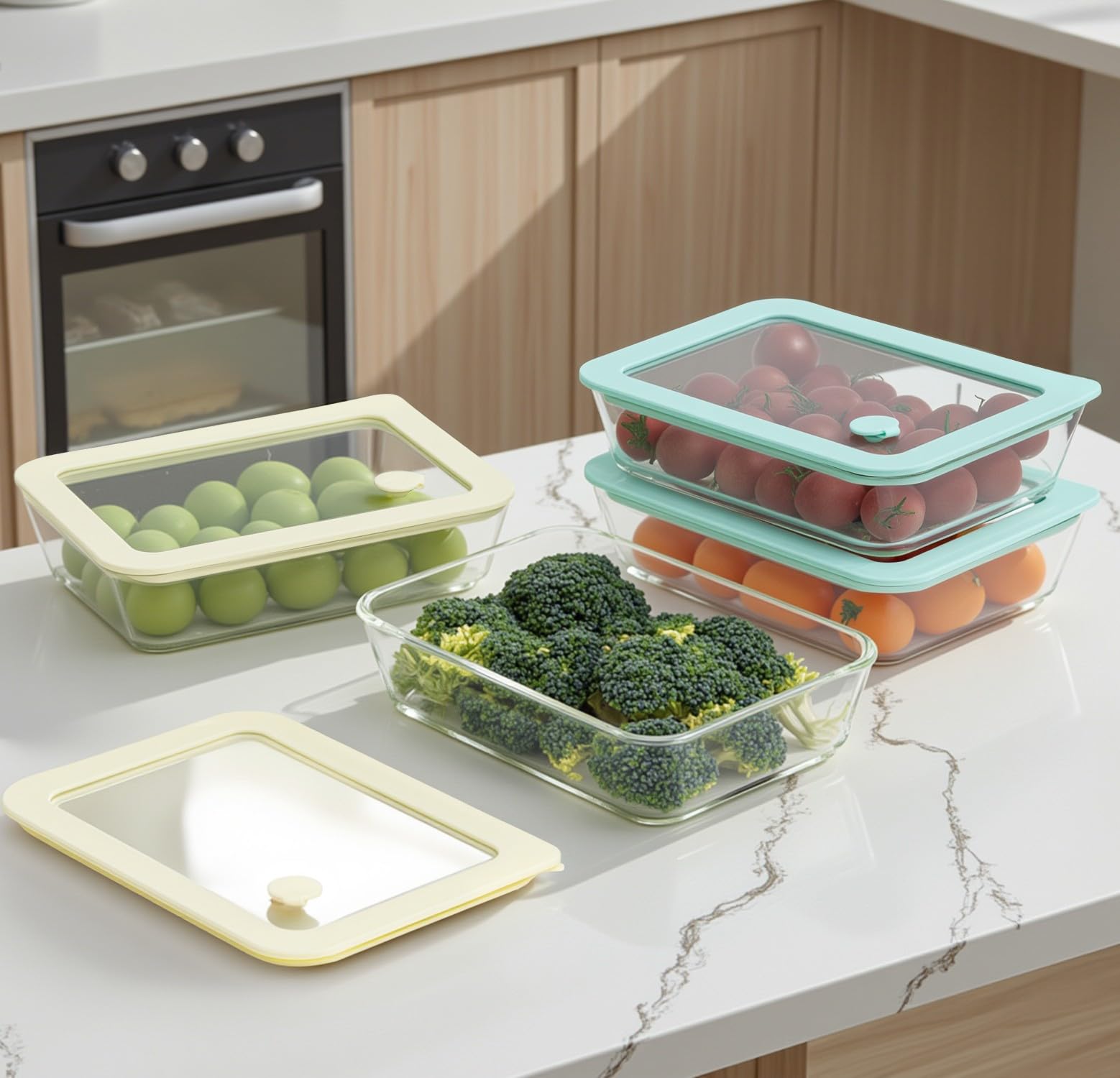 Urban Green envases redondos 30oz, aptos para microondas con tapa ventilada.