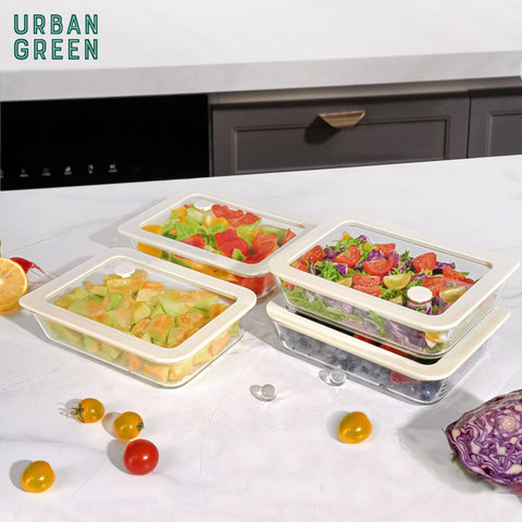 Urban Green recipiente de vidrio rectangular 23oz para sobras en la nevera