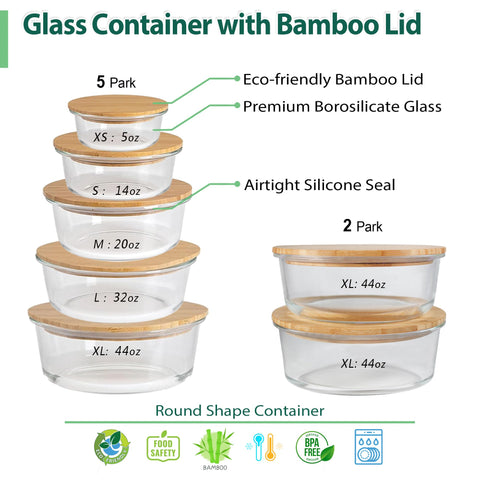 Recipiente Urban Green 44oz con tapa de bambú, ideal para porciones grandes