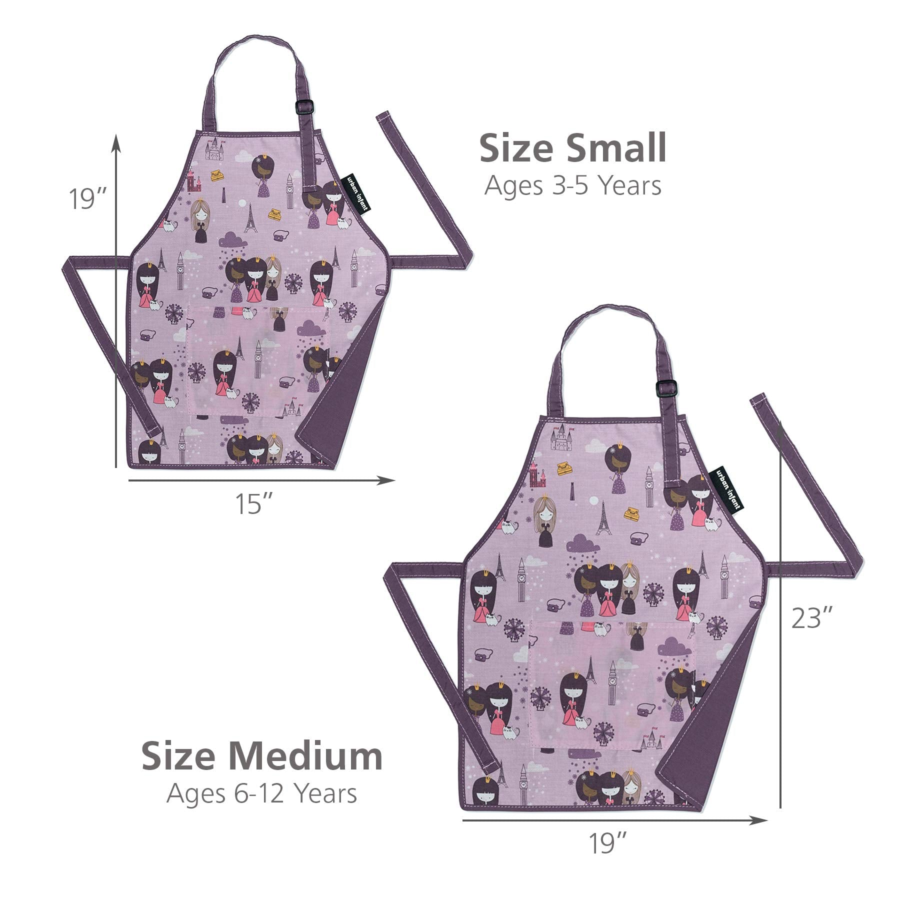 Delantal Urban Infant Pequeño Ayudante violeta, ajuste de cuello adaptable