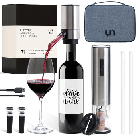 Urban Noon abridor eléctrico de vino en acción, facilidad de uso.