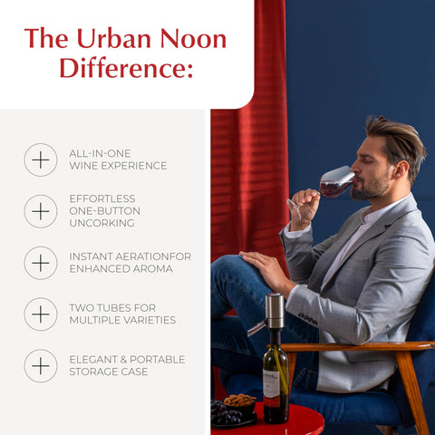 Urban Noon kit de vino de 7 piezas para regalo elegante.