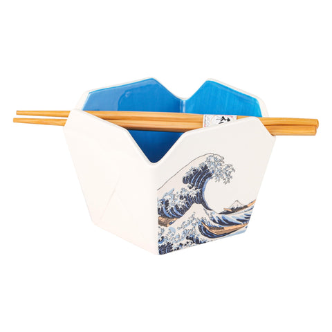 Urban Tokyo tazon porcelana estilo caja para llevar con palillos, perfecto para comer fideos o arroz.