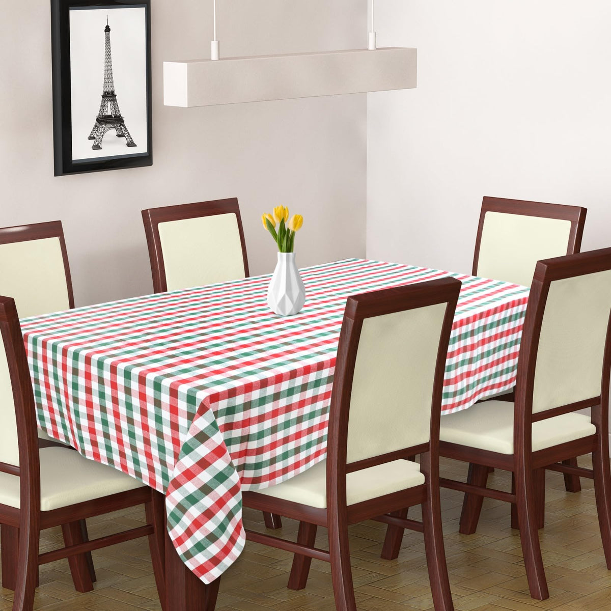Mantel navideño Urban Villa en algodón blanco, suave y absorbente para la mesa.