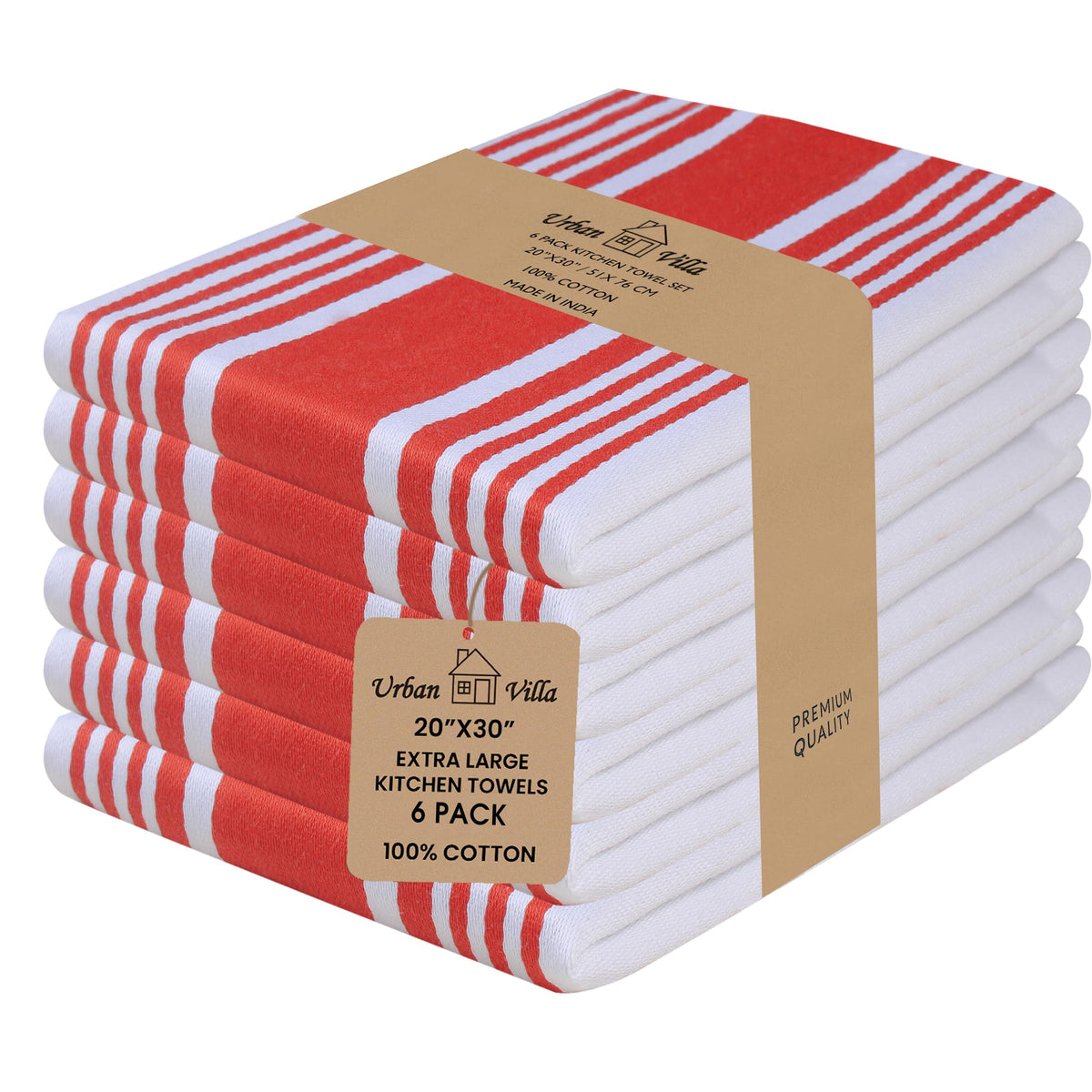 Urban Villa toallas de cocina de algodón, set de 6, absorbentes para secar platos.