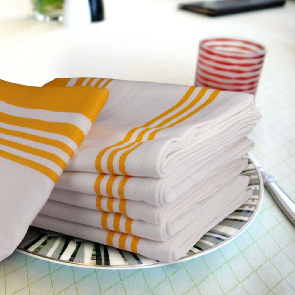 Toallas Urban Villa, rayas amarillo-blanco, secado rápido para platos y manos