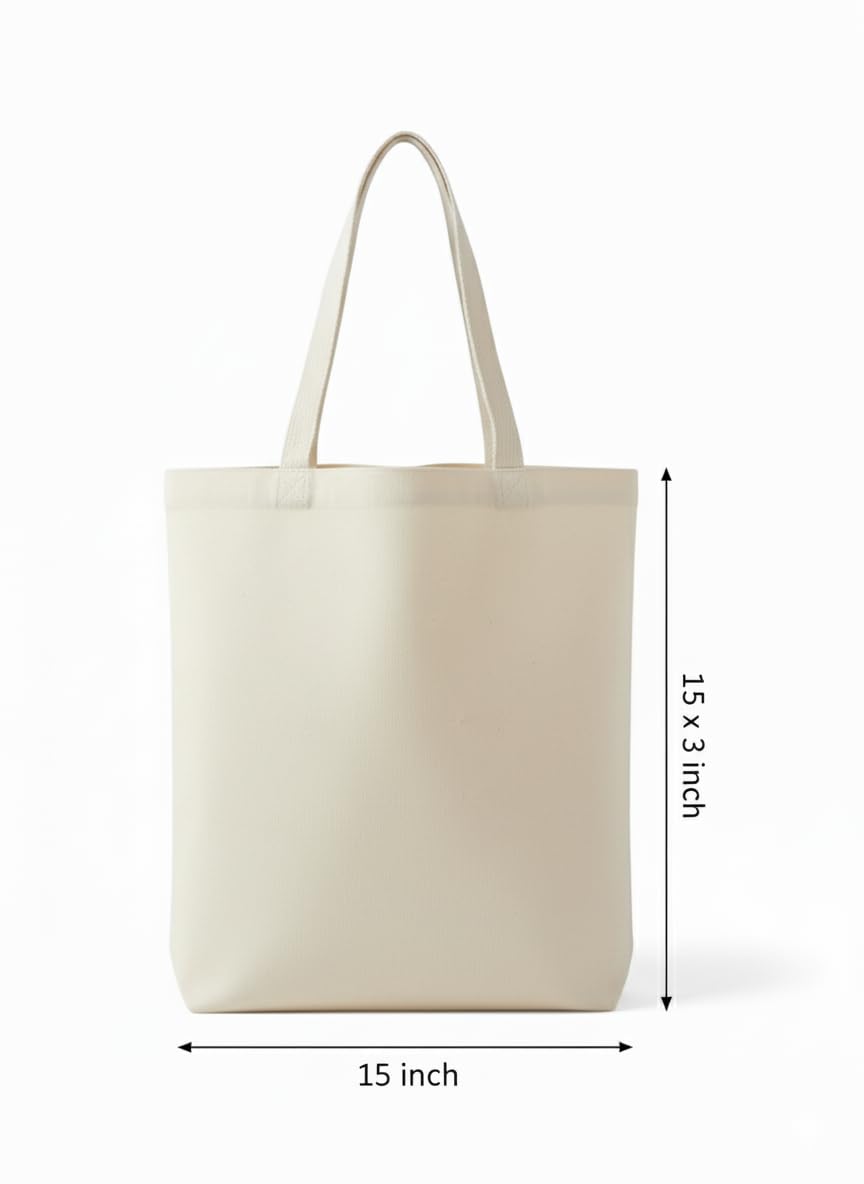 UrbanFocal bolsa tote de lona plegable en beige, fácil de guardar.