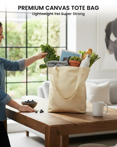 UrbanFocal bolsa tote duradera de lona, perfecta para mercado y libro.