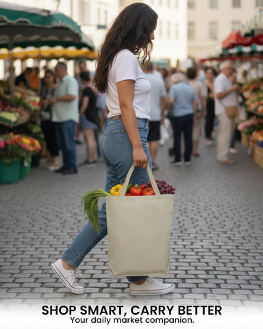 UrbanFocal bolsa de lona beige, lavable y lista para regalo.