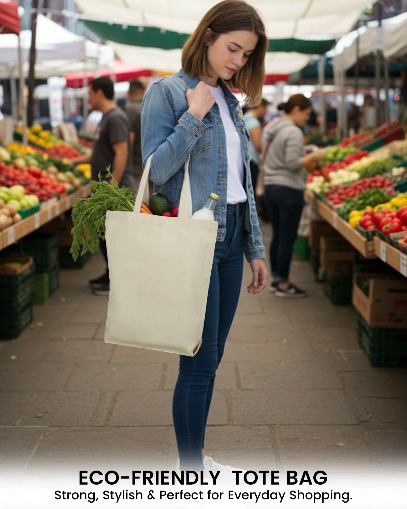 UrbanFocal tote de lona para uso diario, ligero y lavable.