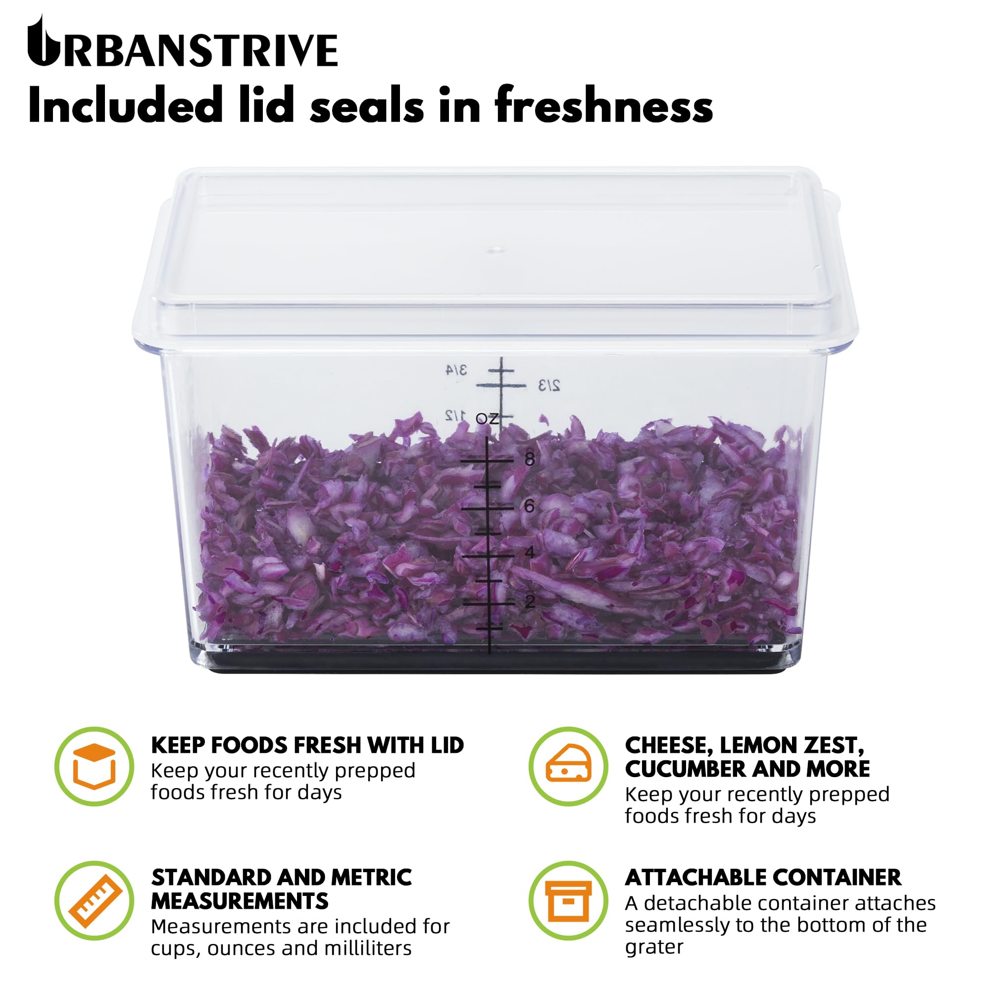 Urbanstrive Rallador multiusos: queso y vegetales listos en segundos