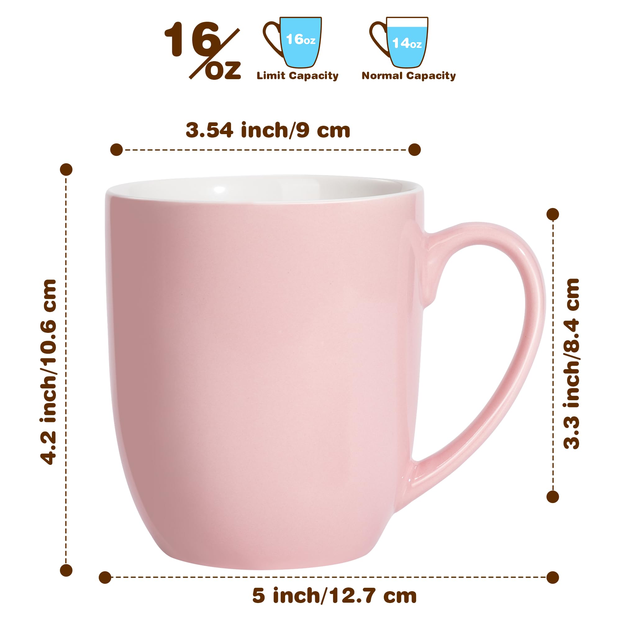 Urbanstrive: taza de cerámica blanca 16 oz con asa ergonómica.